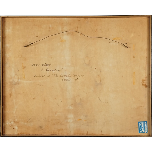 2375 - Gwen Leigh - Easy Rider, a 20th century mixed media acrylic and mosaic on board, framed, 60cm x 74cm... 