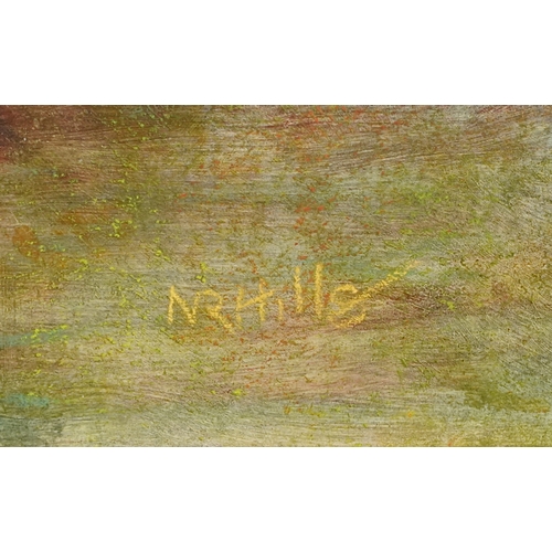 2376 - Abstract composition, 20th century Modern British school oil on board, indistinctly signed, framed, ... 