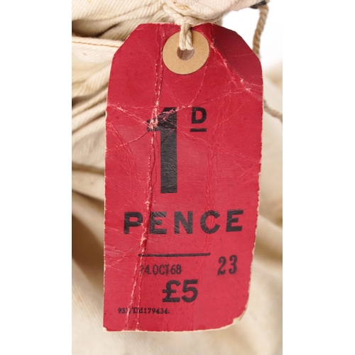 1193 - A sealed 1960s bank bag containing five pounds in pre decimal one pence pieces, the bag with origina... 