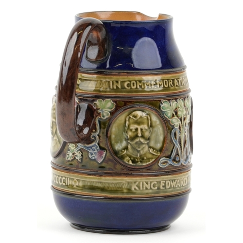 326 - A Royal Doulton stoneware jug commemorating the Coronation of Edward VII & Queen Alexandra, bearing ... 
