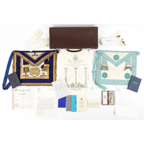 1347 - A silver masonic medal dated 1897 to commemorate the diamond jubilee of Queen Victoria, cased, toget... 