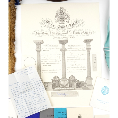 1347 - A silver masonic medal dated 1897 to commemorate the diamond jubilee of Queen Victoria, cased, toget... 