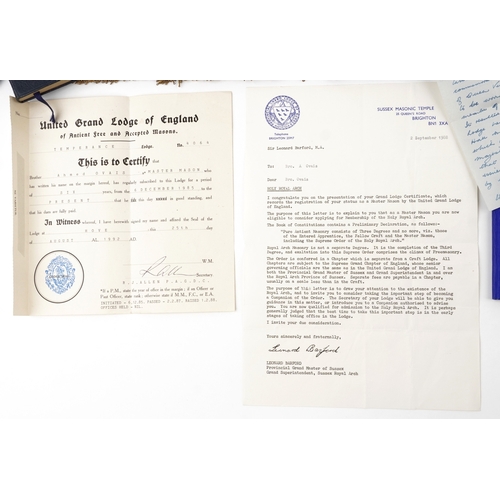 1347 - A silver masonic medal dated 1897 to commemorate the diamond jubilee of Queen Victoria, cased, toget... 