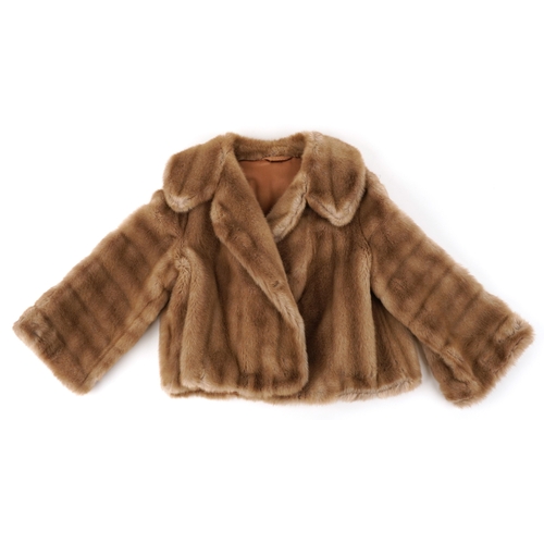 1037 - A Tissavel ladies faux fur jacket, pit to pit 52cm, 50cm in length.