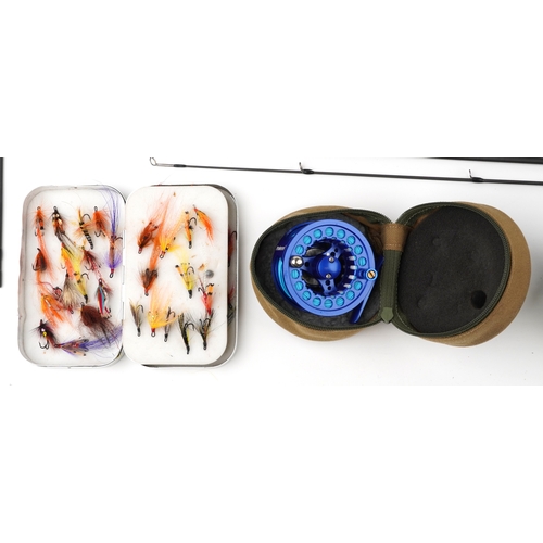 1375 - Vintage and later salmon fly fishing rods, reels and accessories including a tin of flies, Okuma 10/... 