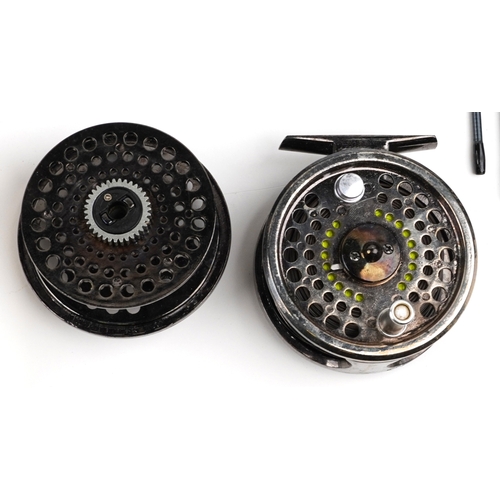 1375 - Vintage and later salmon fly fishing rods, reels and accessories including a tin of flies, Okuma 10/... 
