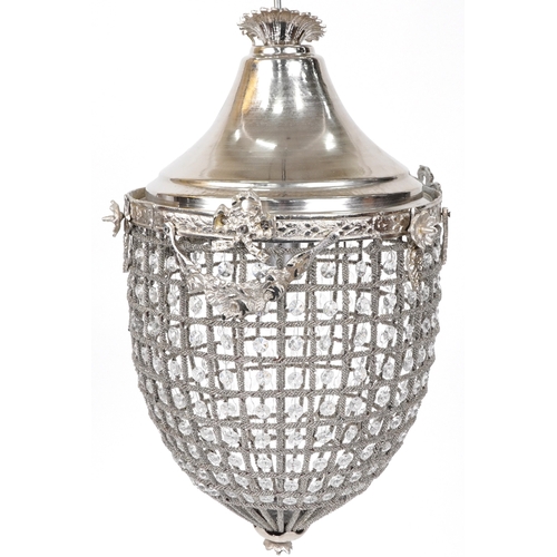 2059 - A modern silvered metal ceiling light, H- 60cm.