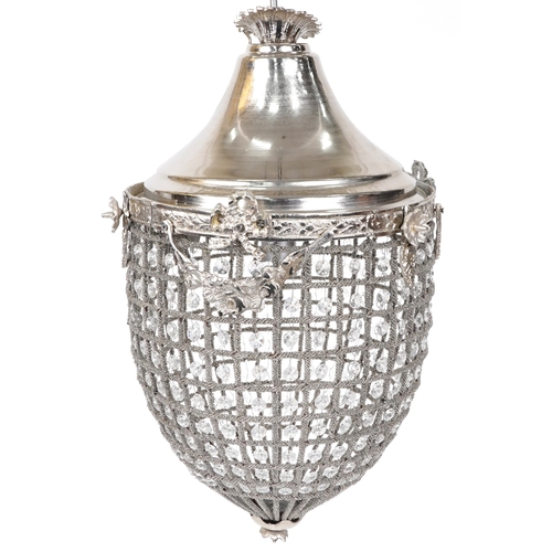 2059 - A modern silvered metal ceiling light, H- 60cm.