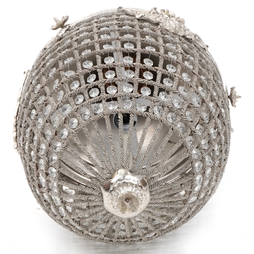 2059 - A modern silvered metal ceiling light, H- 60cm.