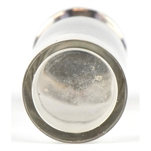 3680 - Henry Williamson Ltd., a glass scent bottle with silver and guilloche enamel lid, Birmingham 1913, 6... 