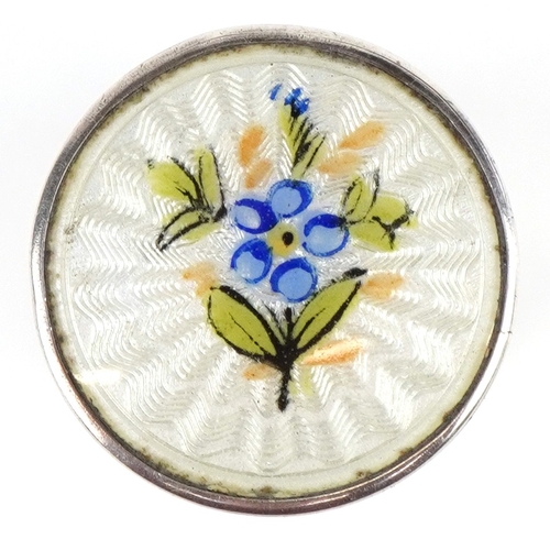 3680 - Henry Williamson Ltd., a glass scent bottle with silver and guilloche enamel lid, Birmingham 1913, 6... 