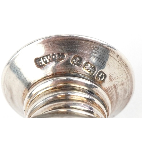 3680 - Henry Williamson Ltd., a glass scent bottle with silver and guilloche enamel lid, Birmingham 1913, 6... 