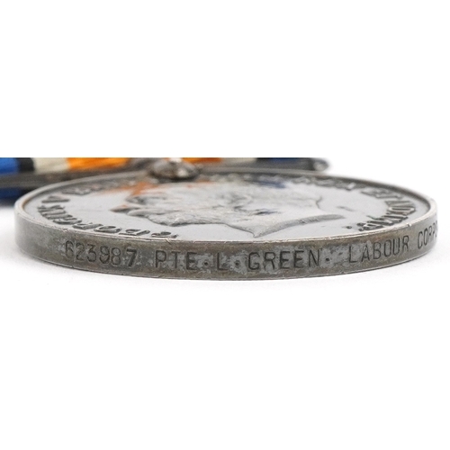 A British military World War I medal pair awarded to 623987 PTE.L.GREEN ...