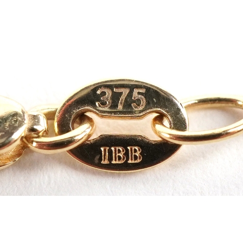 3106 - An as new 9ct gold love heart pendant on a 9ct gold necklace retailed by Goldsmiths, with box, 2cm h... 