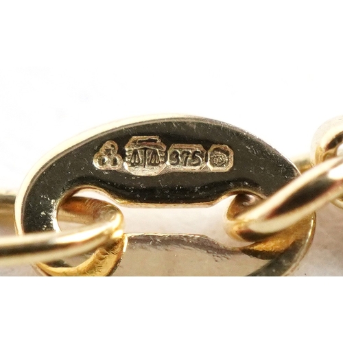 3106 - An as new 9ct gold love heart pendant on a 9ct gold necklace retailed by Goldsmiths, with box, 2cm h... 