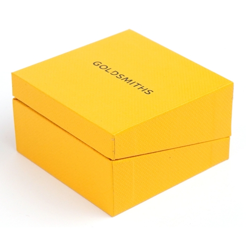 3256 - A pair of as new 9ct gold twisted hoop earrings  retailed by Goldsmiths, with box, 2.3cm in diameter... 