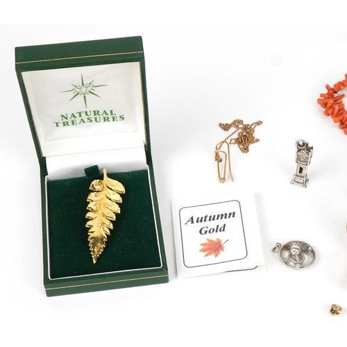 3458 - Vintage and later jewellery and watches including a natural coral segment necklace, silver charms an... 