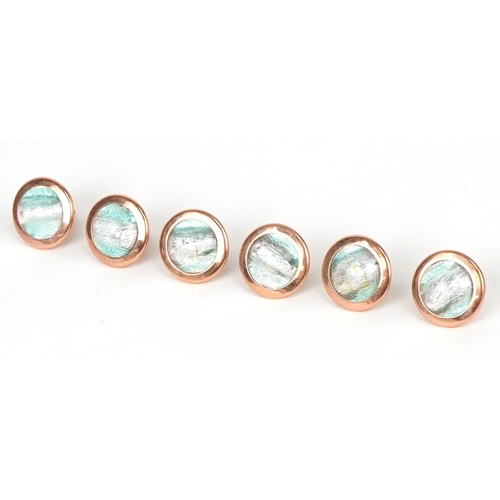 298 - A set of six gilt metal and enamel gentlemen's dress studs by Lambourne & Co. Birmingham, housed in ... 