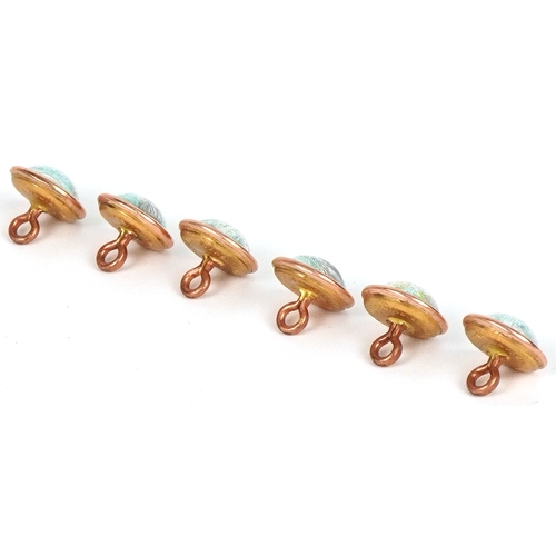 298 - A set of six gilt metal and enamel gentlemen's dress studs by Lambourne & Co. Birmingham, housed in ... 