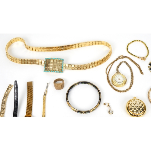 3559 - Vintage and later costume jewellery including a cloisonné bangle, jewelled rings and ladies wristwat... 
