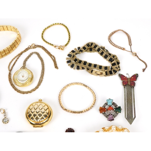 3559 - Vintage and later costume jewellery including a cloisonné bangle, jewelled rings and ladies wristwat... 
