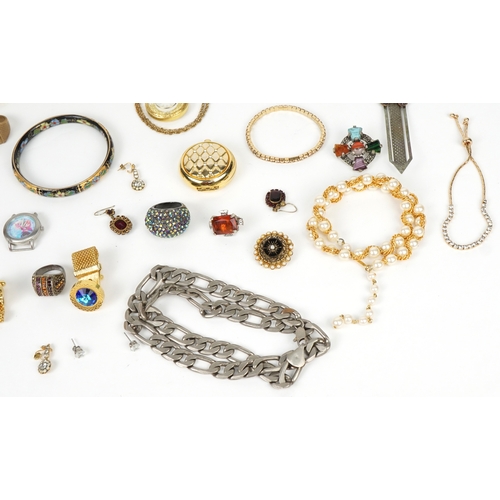 3559 - Vintage and later costume jewellery including a cloisonné bangle, jewelled rings and ladies wristwat... 
