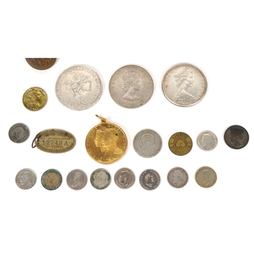 1172 - A collection of antique and later world coins and medallions, some silver, including Chinese coins, ... 
