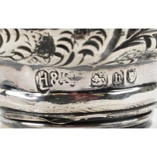 3654 - Victorian and later silver mounted dressing table vanity items including cut glass jars and brushes,... 