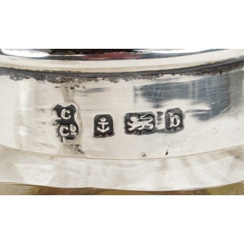 3654 - Victorian and later silver mounted dressing table vanity items including cut glass jars and brushes,... 