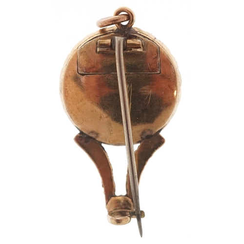 3075 - An antique unmarked gold turquoise and topaz pendant brooch, 2.7cm wide, 4.0g.