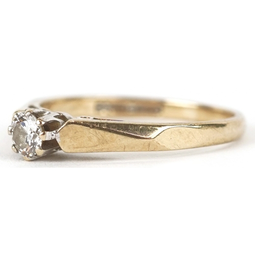 3269 - A 9ct gold diamond solitaire ring, size L/M, 1.9g.