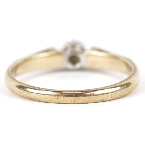 3269 - A 9ct gold diamond solitaire ring, size L/M, 1.9g.