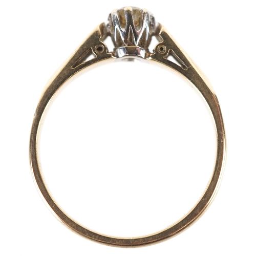 3269 - A 9ct gold diamond solitaire ring, size L/M, 1.9g.