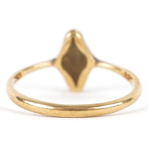 3126 - An 18ct gold diamond marquis ring, size L, 1.9g.