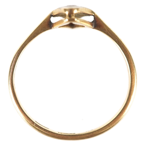3126 - An 18ct gold diamond marquis ring, size L, 1.9g.