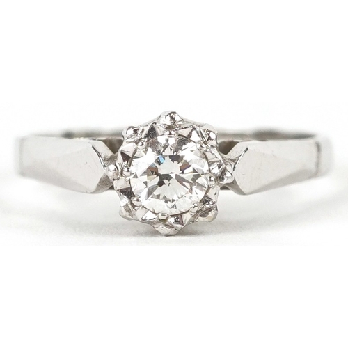 3088 - An 18ct white gold and platinum solitaire ring, the diamond approximately 0.26 carat, size L, 3.2g.