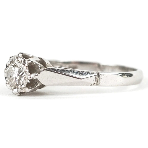 3088 - An 18ct white gold and platinum solitaire ring, the diamond approximately 0.26 carat, size L, 3.2g.