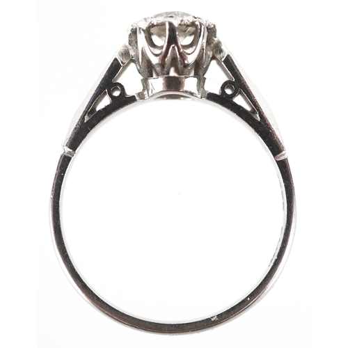 3088 - An 18ct white gold and platinum solitaire ring, the diamond approximately 0.26 carat, size L, 3.2g.