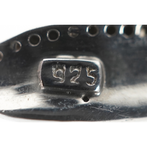 3064 - A silver diamond and emerald dragonfly brooch with tanzanite set eyes and guilloche enamelled wings,... 