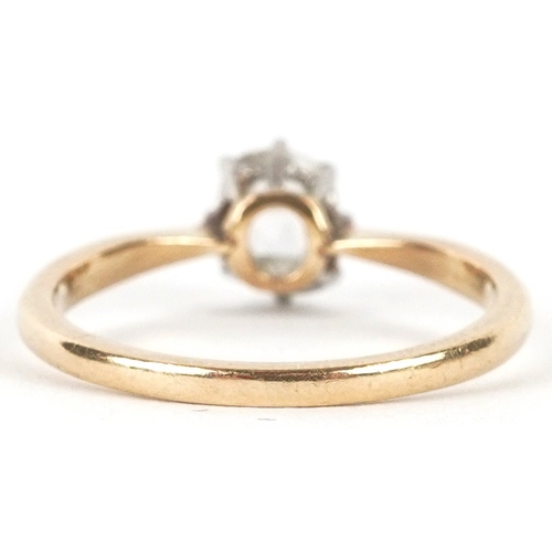 3001 - An 18ct gold and platinum rose cut diamond solitaire ring, the diamond approximately 6.31mm x 5.20mm... 