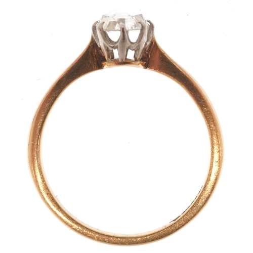 3001 - An 18ct gold and platinum rose cut diamond solitaire ring, the diamond approximately 6.31mm x 5.20mm... 