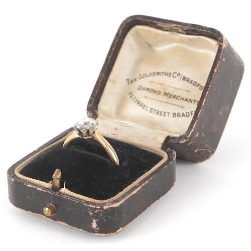 3001 - An 18ct gold and platinum rose cut diamond solitaire ring, the diamond approximately 6.31mm x 5.20mm... 