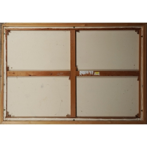 2367 - Industrial landscape with railway line and buildings, Modern British school oil on canvas, 152.5cm x... 