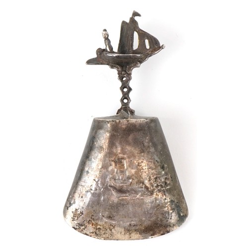 3641 - Antique and later silver comprising two twin handled trophies, a Dutch caddy spoon and set of 830 gr... 