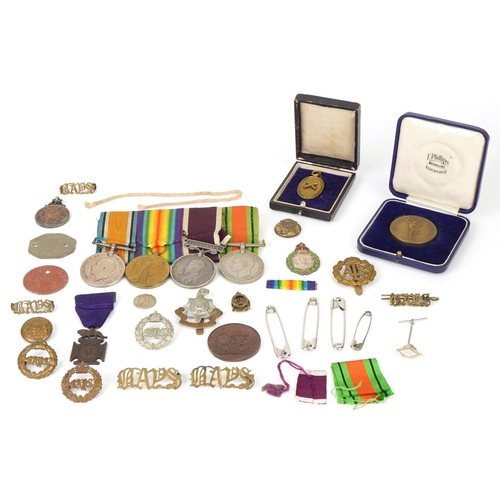 2647 - British military World War I and World War II medals and militaria including a medal group with Indi... 
