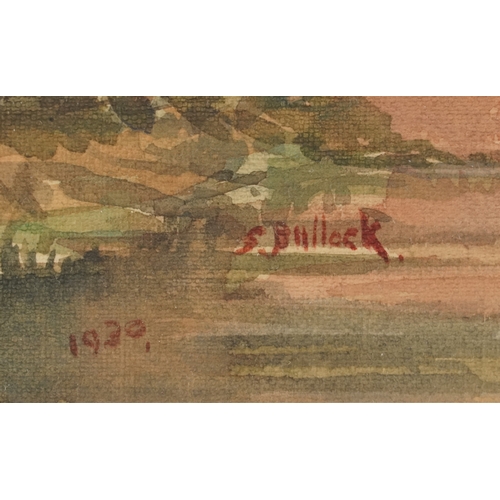 2487 - S. Bullock - Lincoln from Severn Bank, early 20th century British school watercolour on paper, signe... 