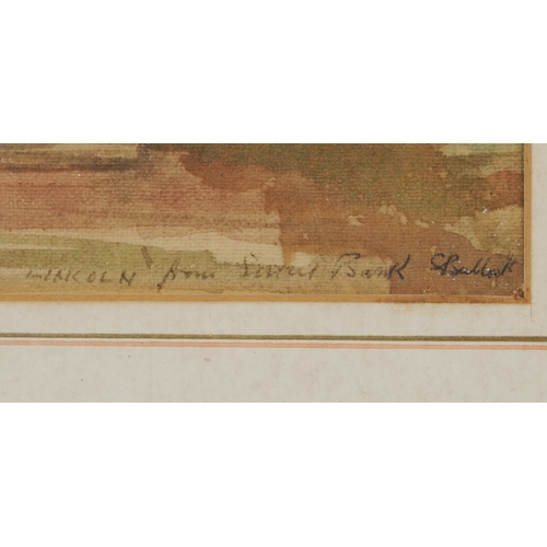 2487 - S. Bullock - Lincoln from Severn Bank, early 20th century British school watercolour on paper, signe... 