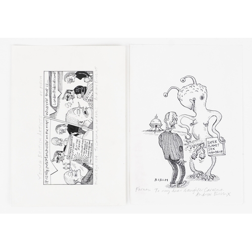 2476 - Andrew Birch - Young British artist, 20th century British school pen and ink caricature on paper tog... 