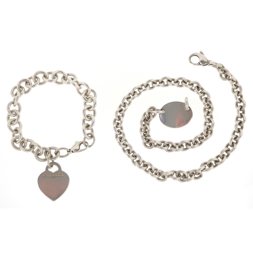 3090 - Tiffany & Co., a Return to Tiffany silver bracelet with blue enamel splash finish and Return to Tiff... 