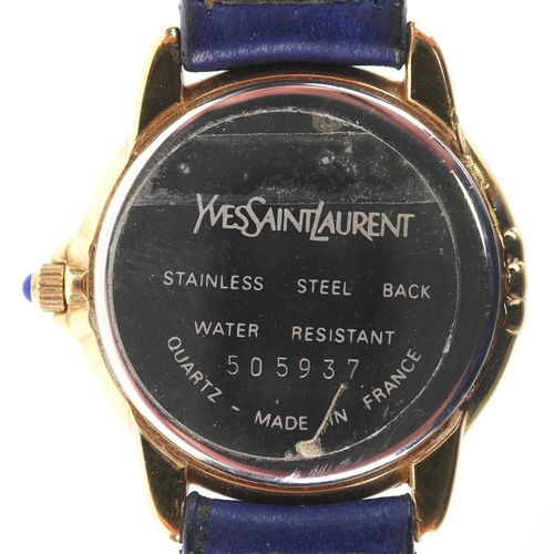 3394 - Yves Saint Laurent, a ladies quartz wristwatch with box and paperwork, the case numbered 505937, the... 